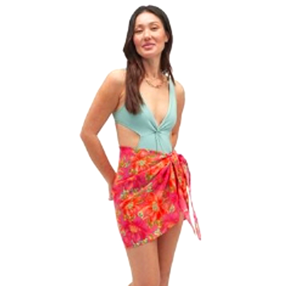 Stylish Women's Swimwear with Floral Sarong